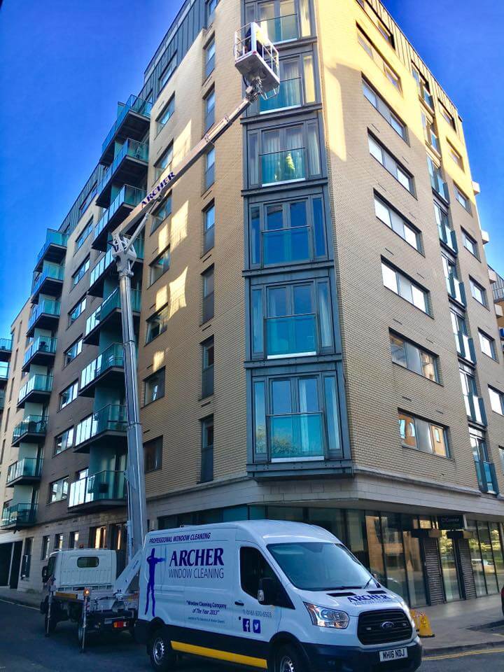 High reach cherry picker commercial window cleaning