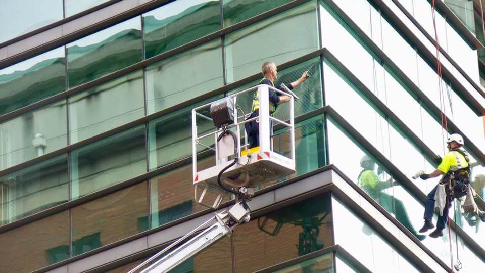 Cherry picking window cleaner Manchester